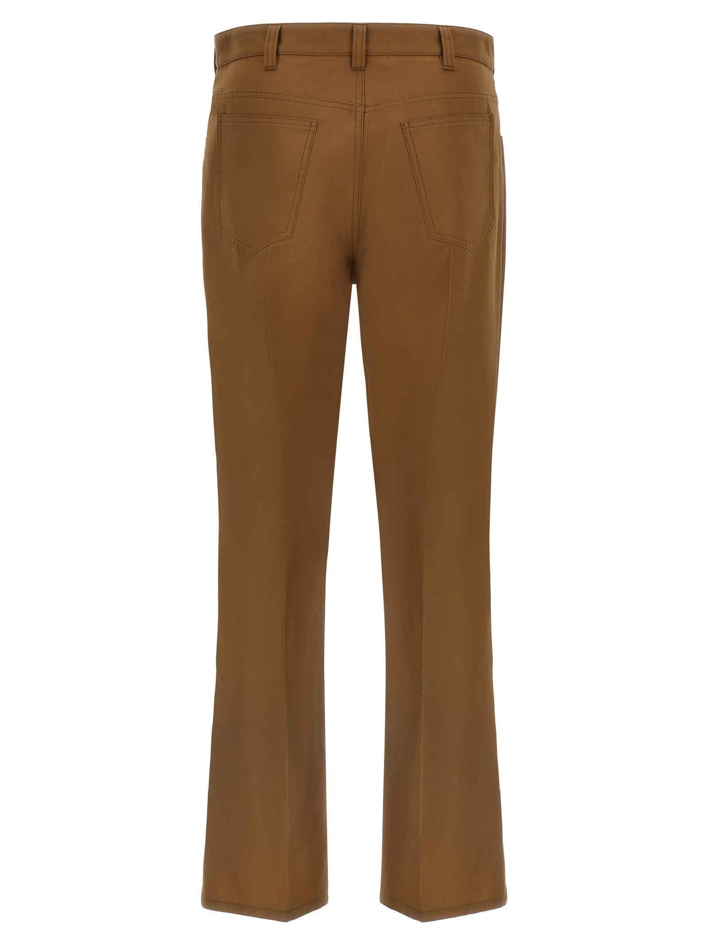 Brown Virgin Wool Casual Pants