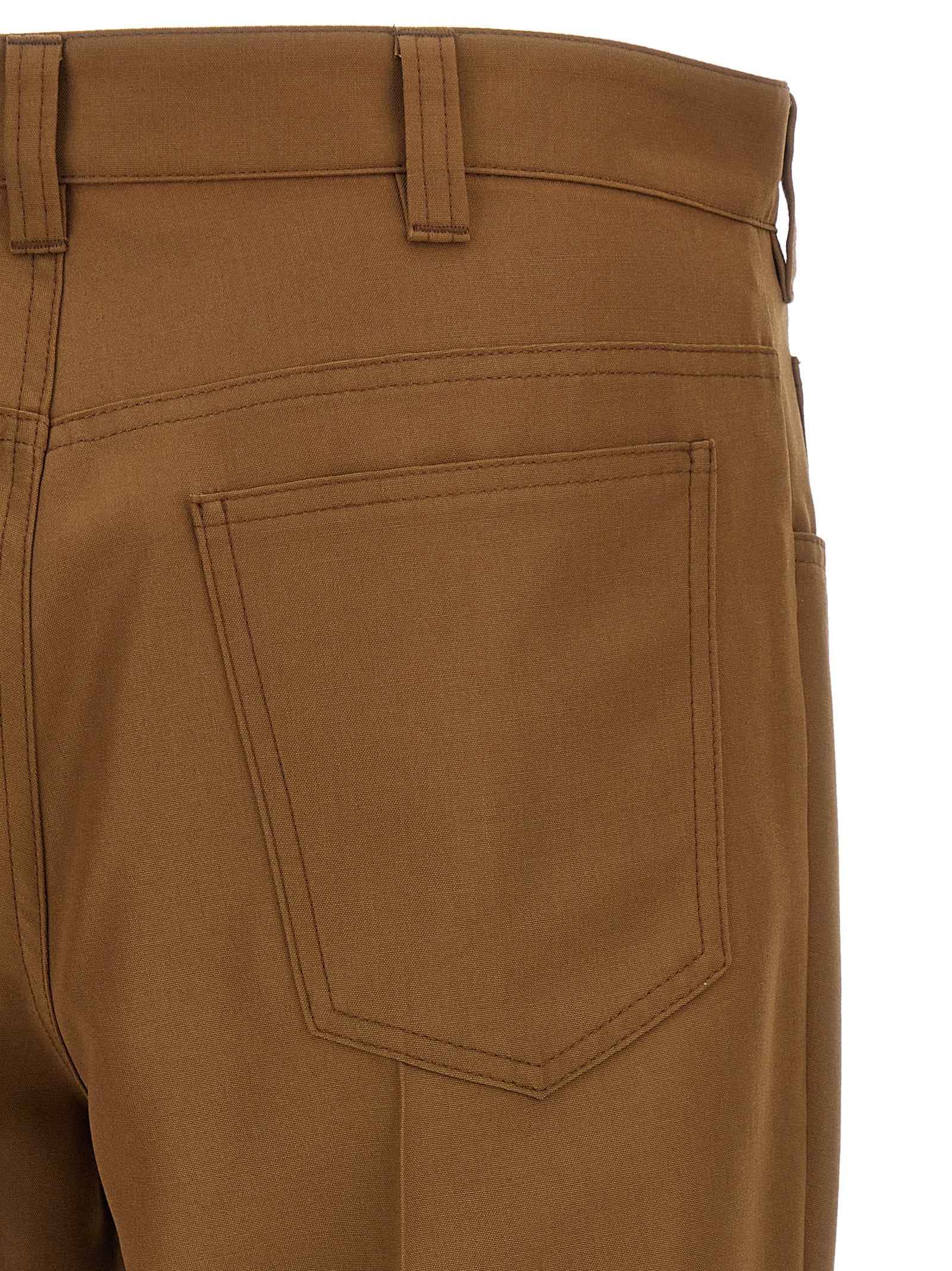 Brown Virgin Wool Casual Pants