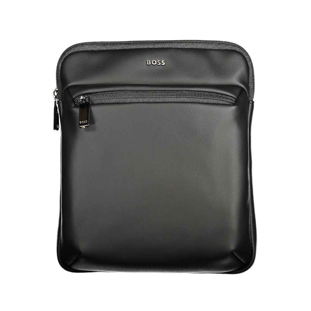 Black Polyurethane Men's Shoulder Bag