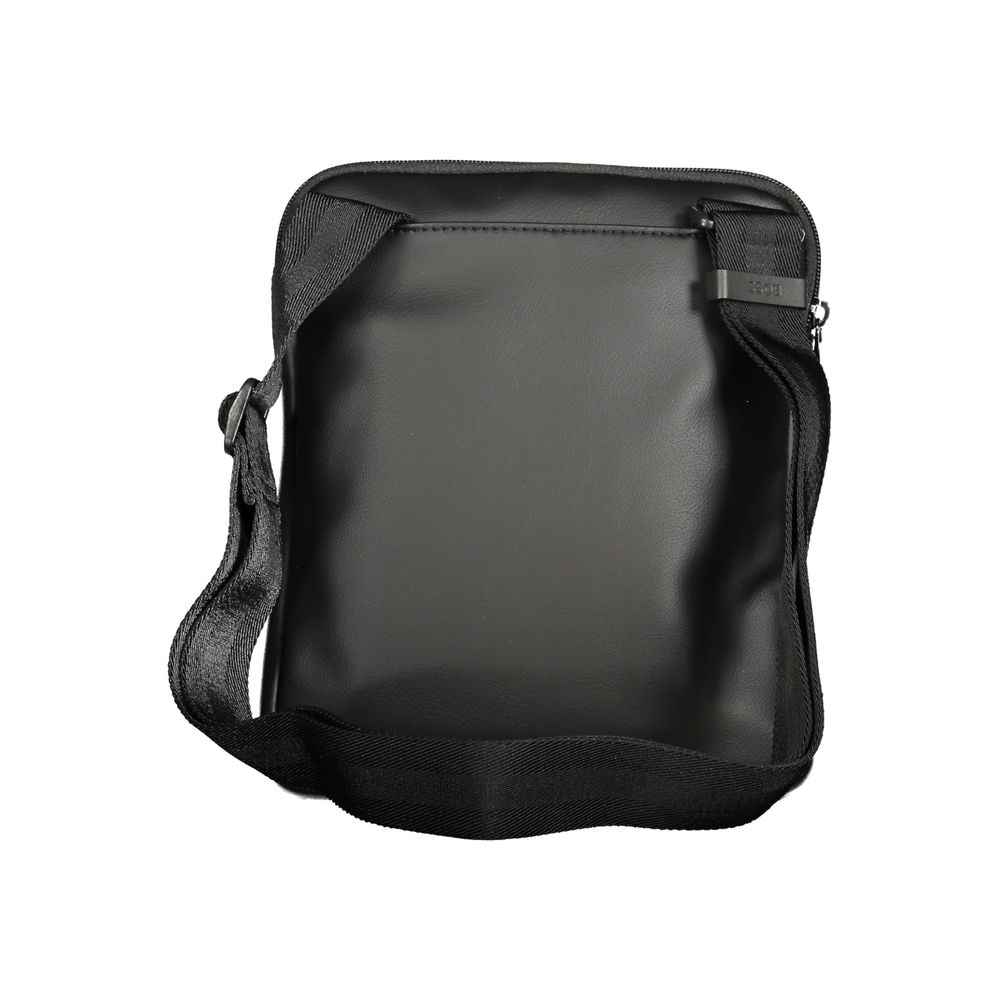 Black Polyurethane Men's Shoulder Bag