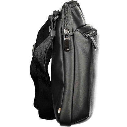 Black Polyurethane Men's Shoulder Bag