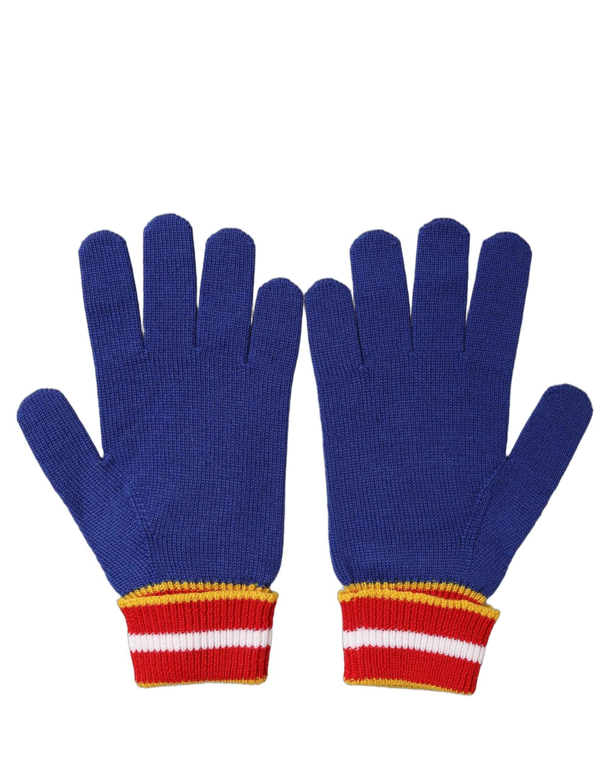 Blue Striped Wool DG Logo Embroidered Gloves