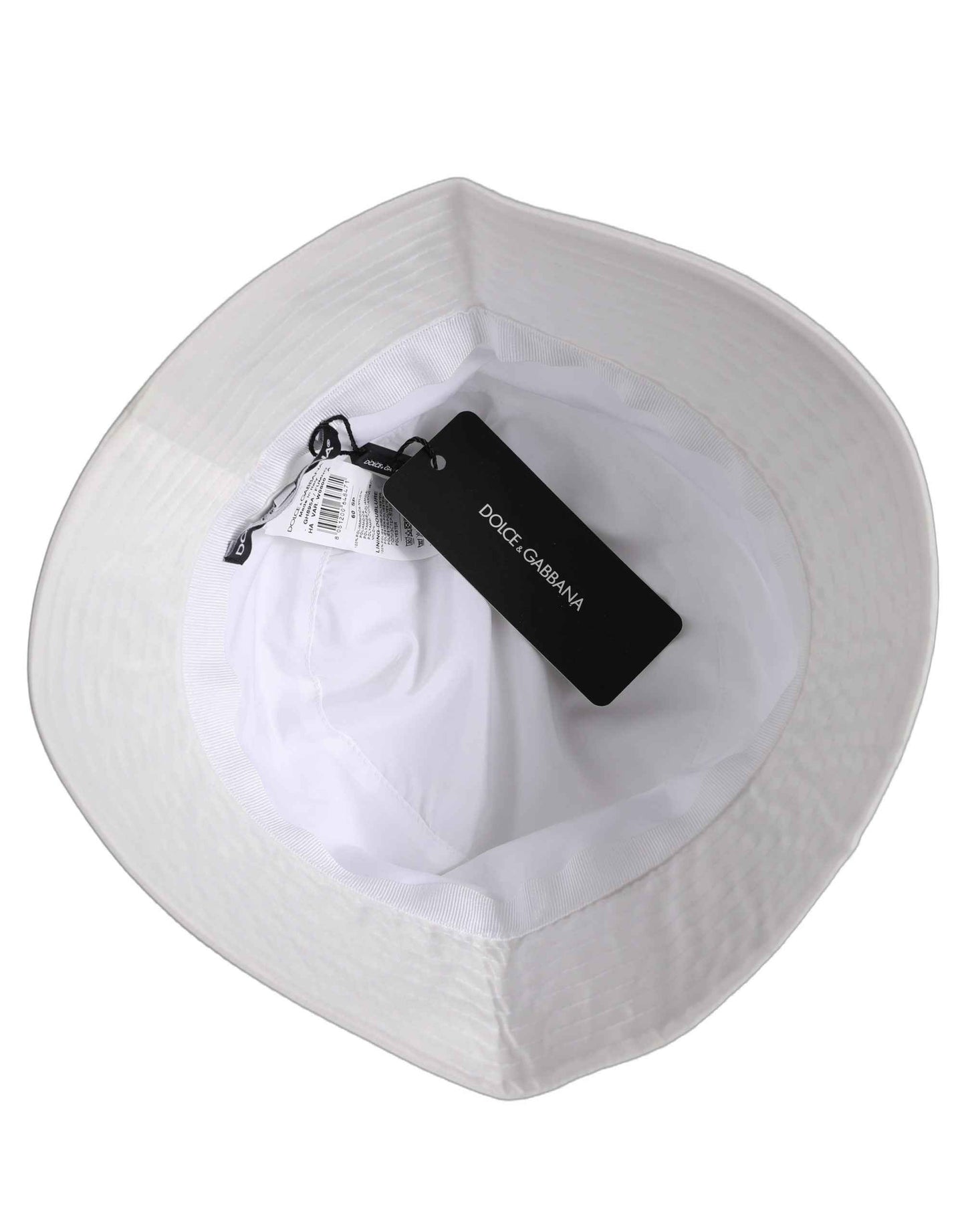 Men White Nylon Wide Brim Bucket Capello Hat