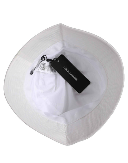 Men White Nylon Wide Brim Bucket Capello Hat