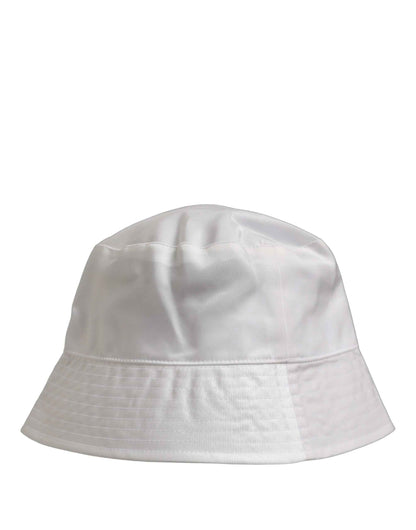 Men White Nylon Wide Brim Bucket Capello Hat