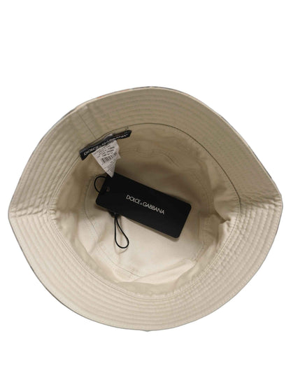 Men Beige Floral Wide Brim Bucket Capello Hat