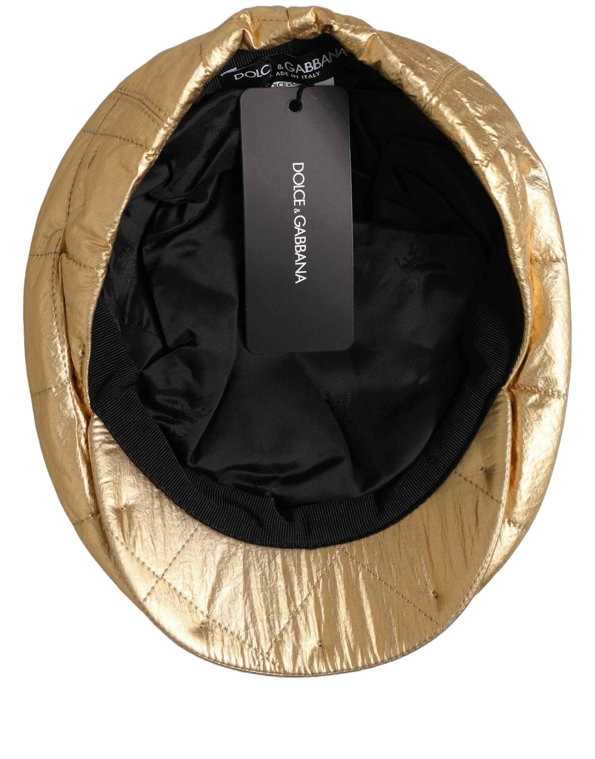 Men Gold Wide Quilted Newsboy Capello Hat