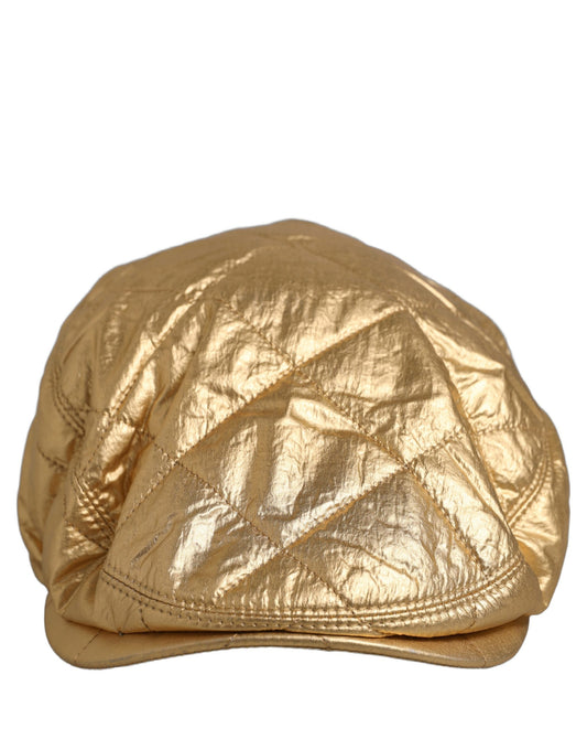 Men Gold Wide Quilted Newsboy Capello Hat