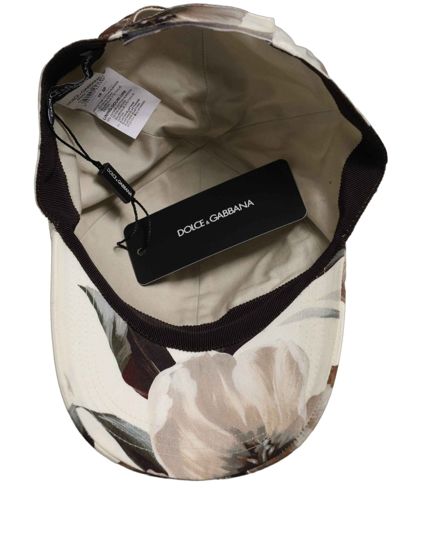 Men Beige Floral Cotton Baseball Capello Hat