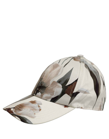Men Beige Floral Cotton Baseball Capello Hat
