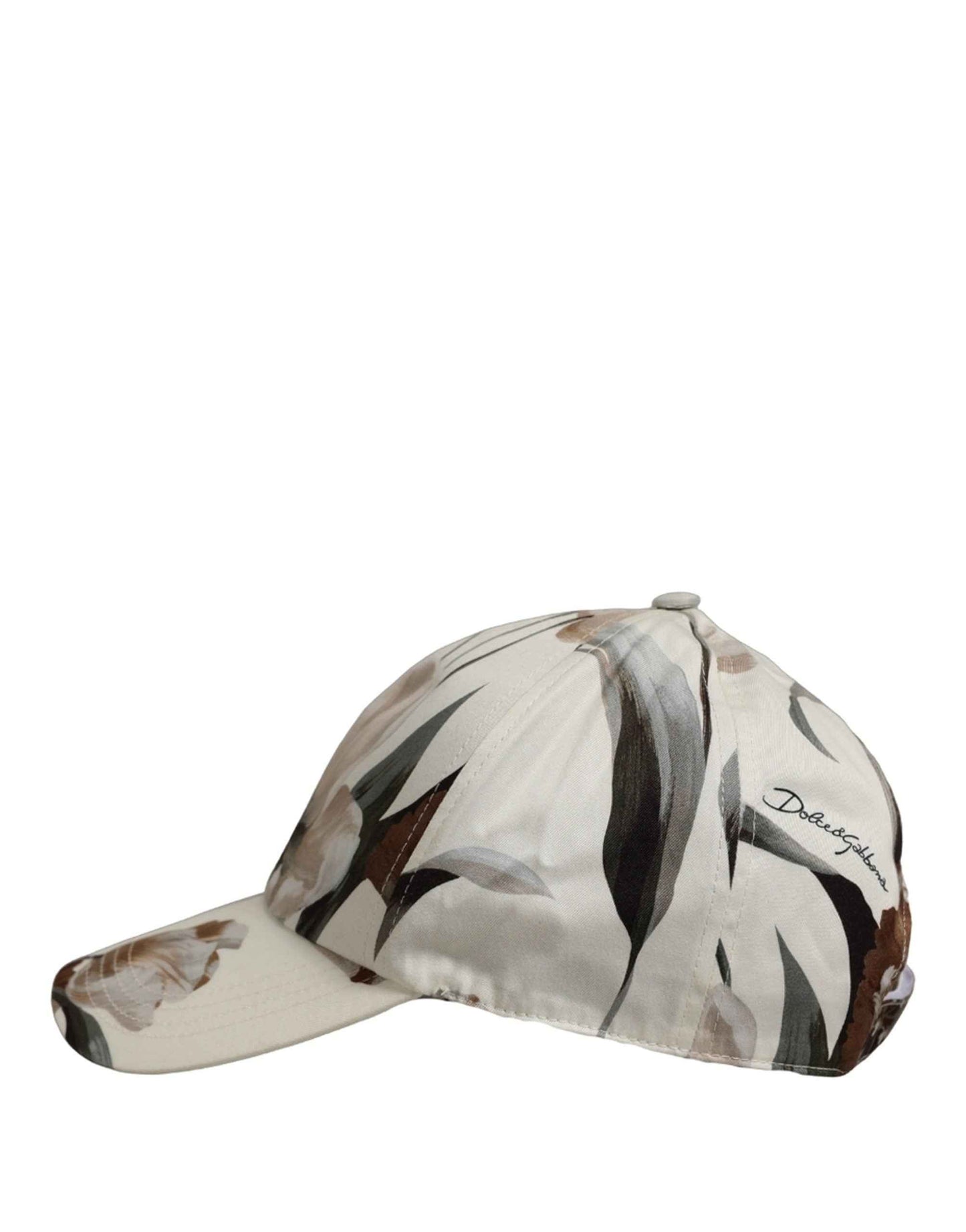 Men Beige Floral Cotton Baseball Capello Hat