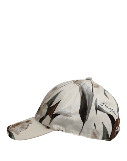 Men Beige Floral Cotton Baseball Capello Hat