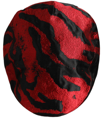Men Red Black Stripe Cotton Newsboy Capello Hat