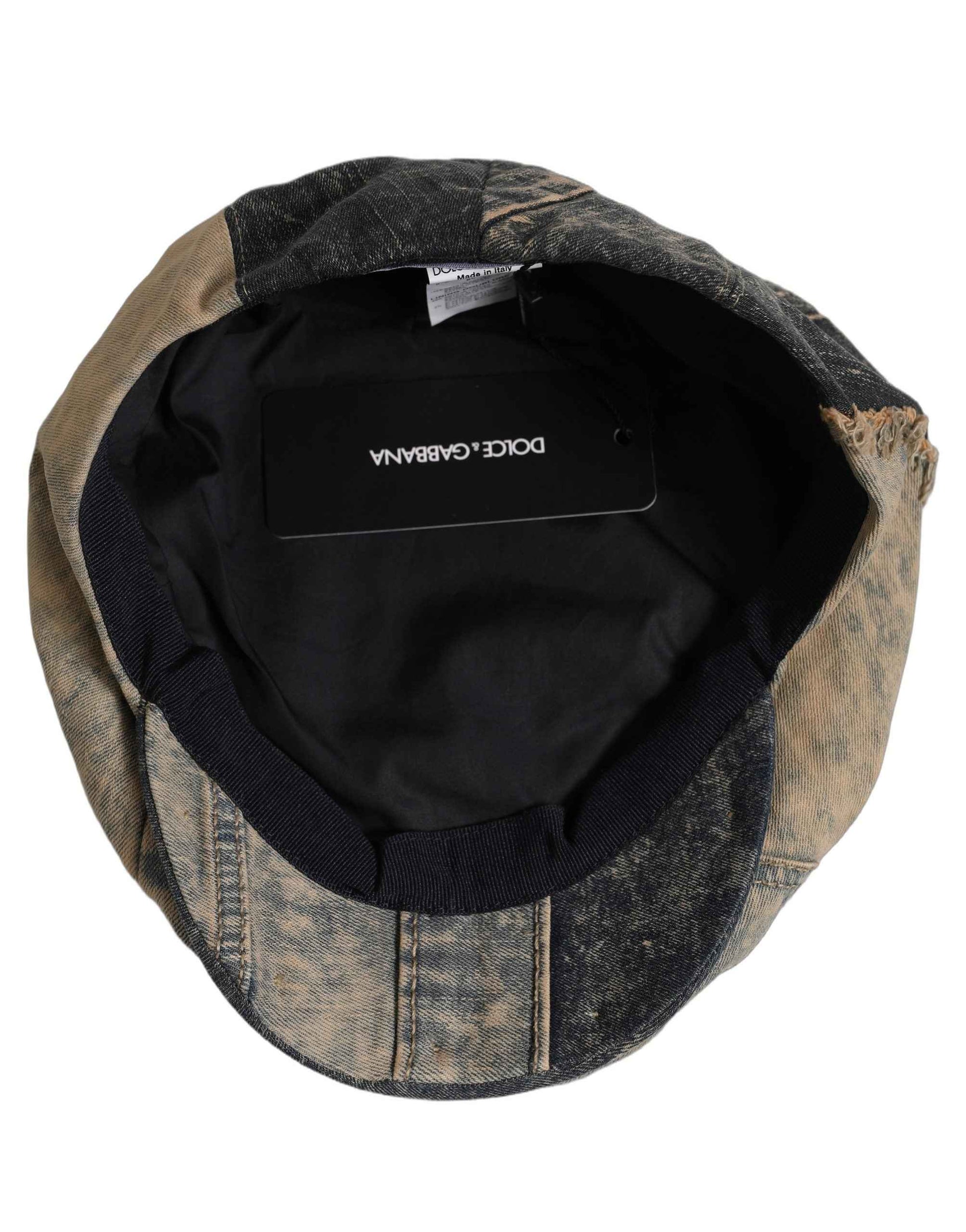 Brown Cotton Denim Newsboy Capello Cabbie Hat
