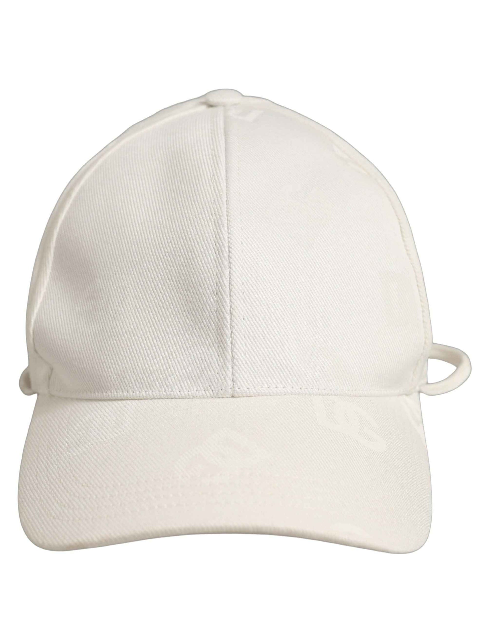 Men White Cotton Stretch Baseball Capello Hat