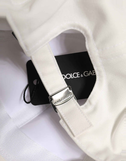 Men White Cotton Baseball Capello 6 Panels Hat