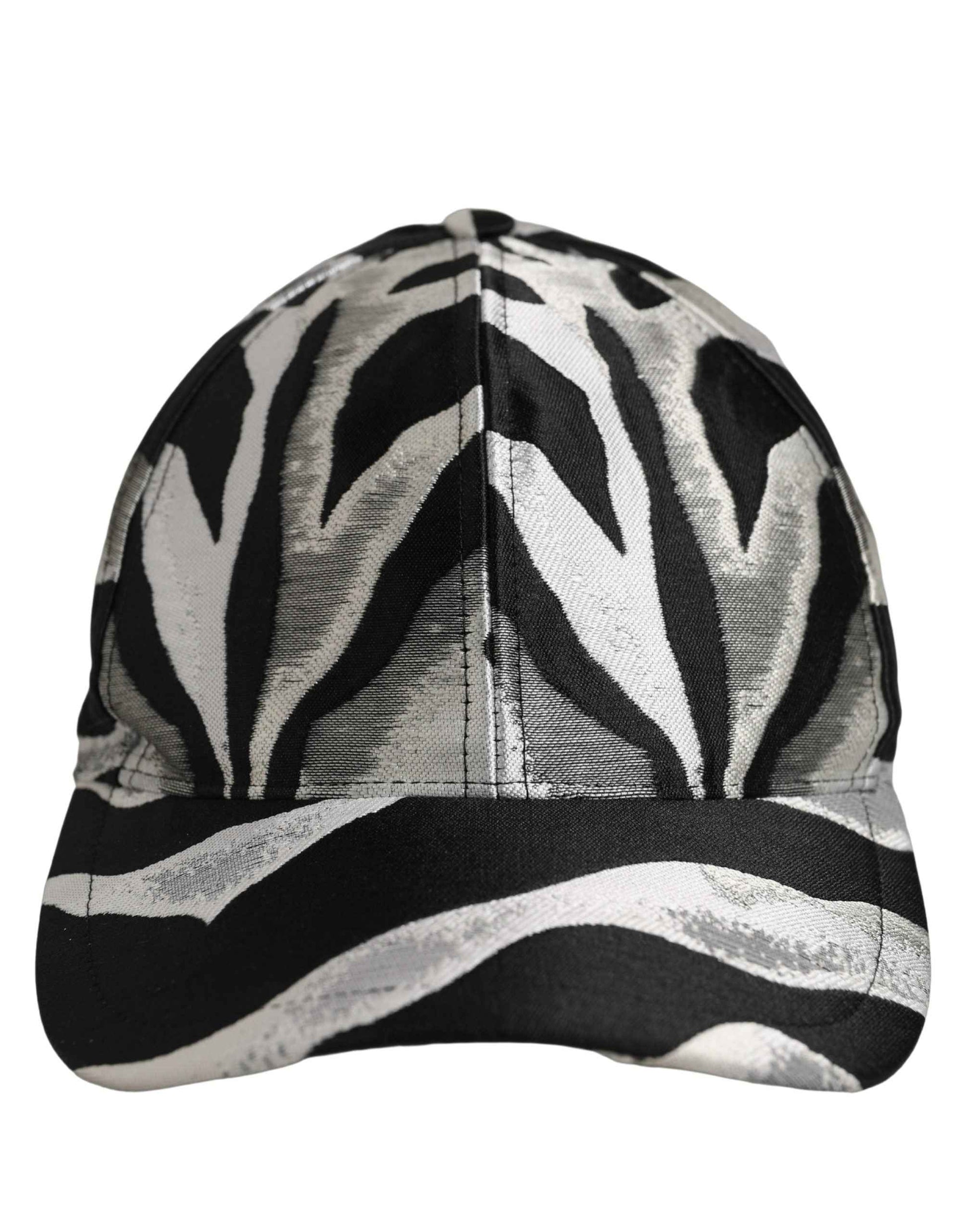 Men Black Silver Zebra Pattern Baseball Cap Hat