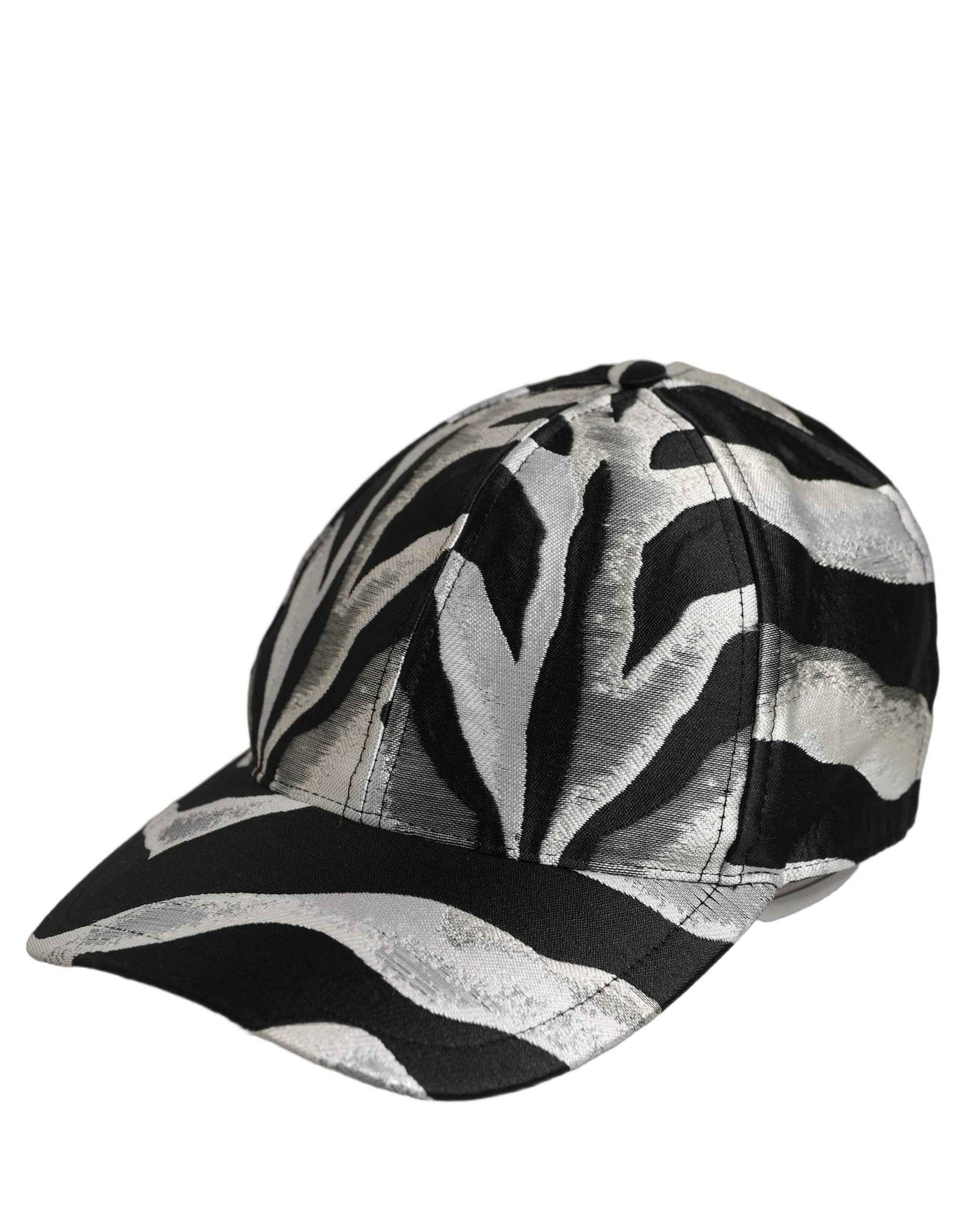 Men Black Silver Zebra Pattern Baseball Cap Hat