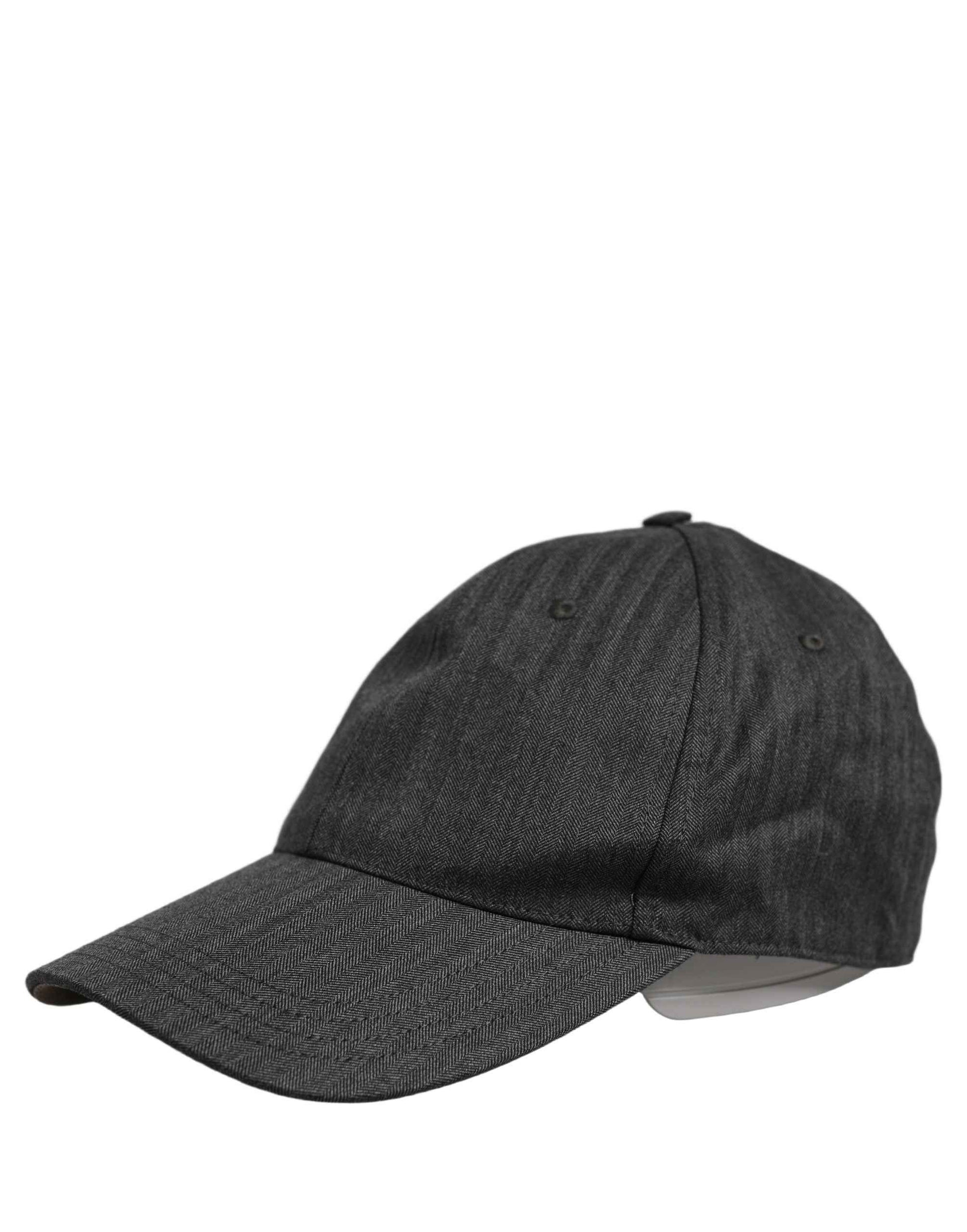 Men Dark Gray Herringbone Baseball Cap Hat