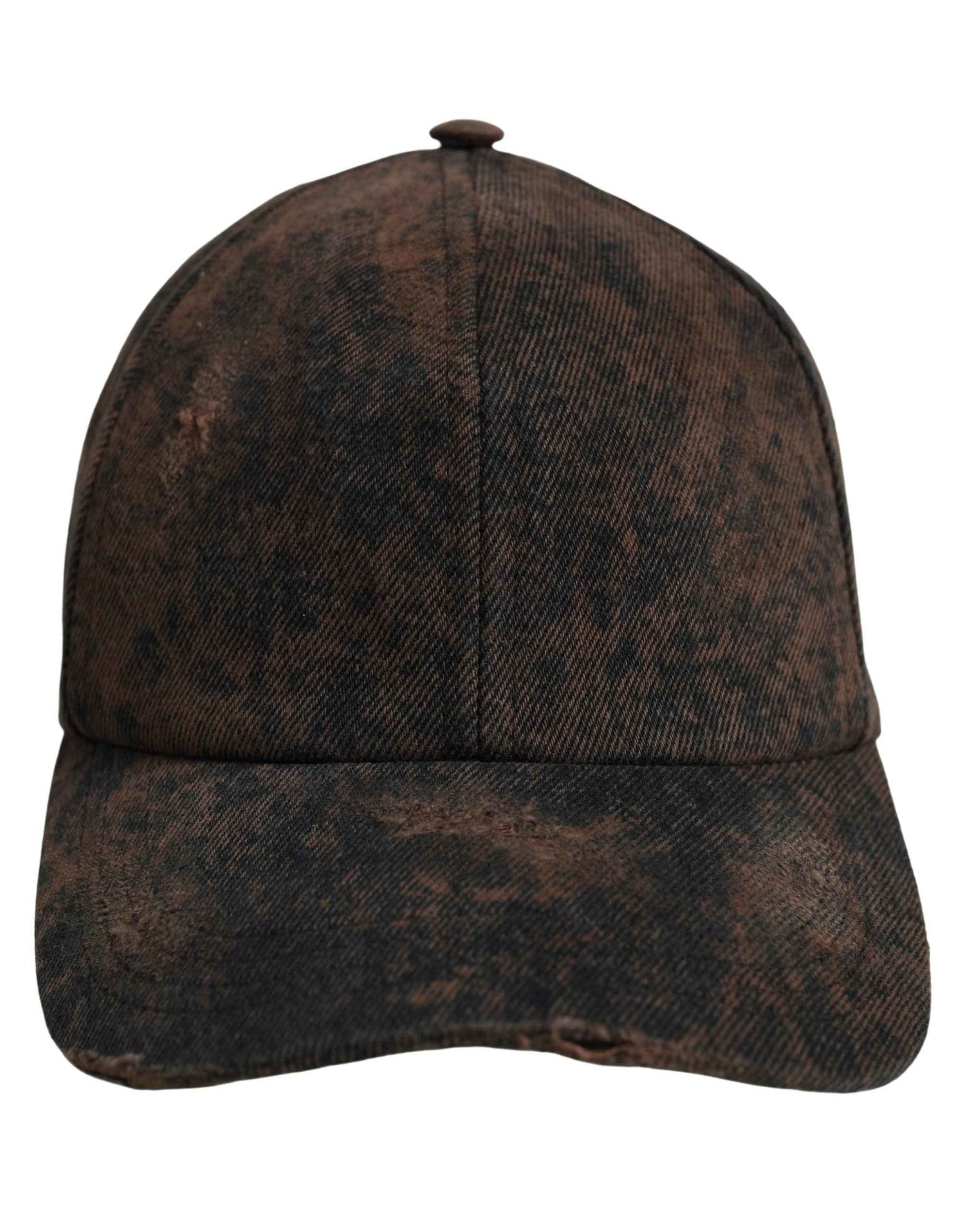 Men Brown Cotton Distressed Baseball Cap Hat