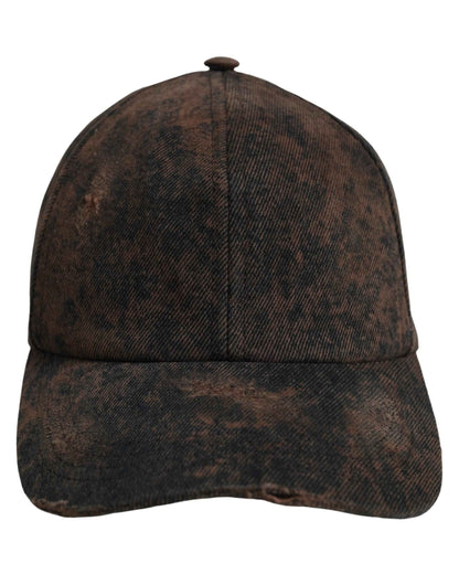 Men Brown Cotton Distressed Baseball Cap Hat