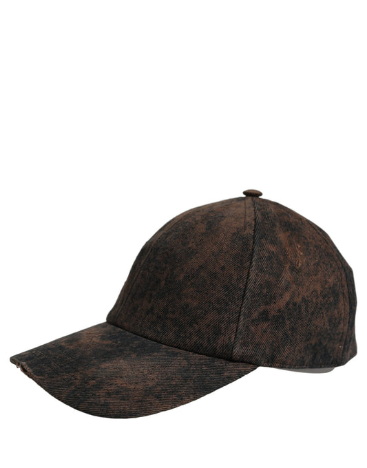Men Brown Cotton Distressed Baseball Cap Hat