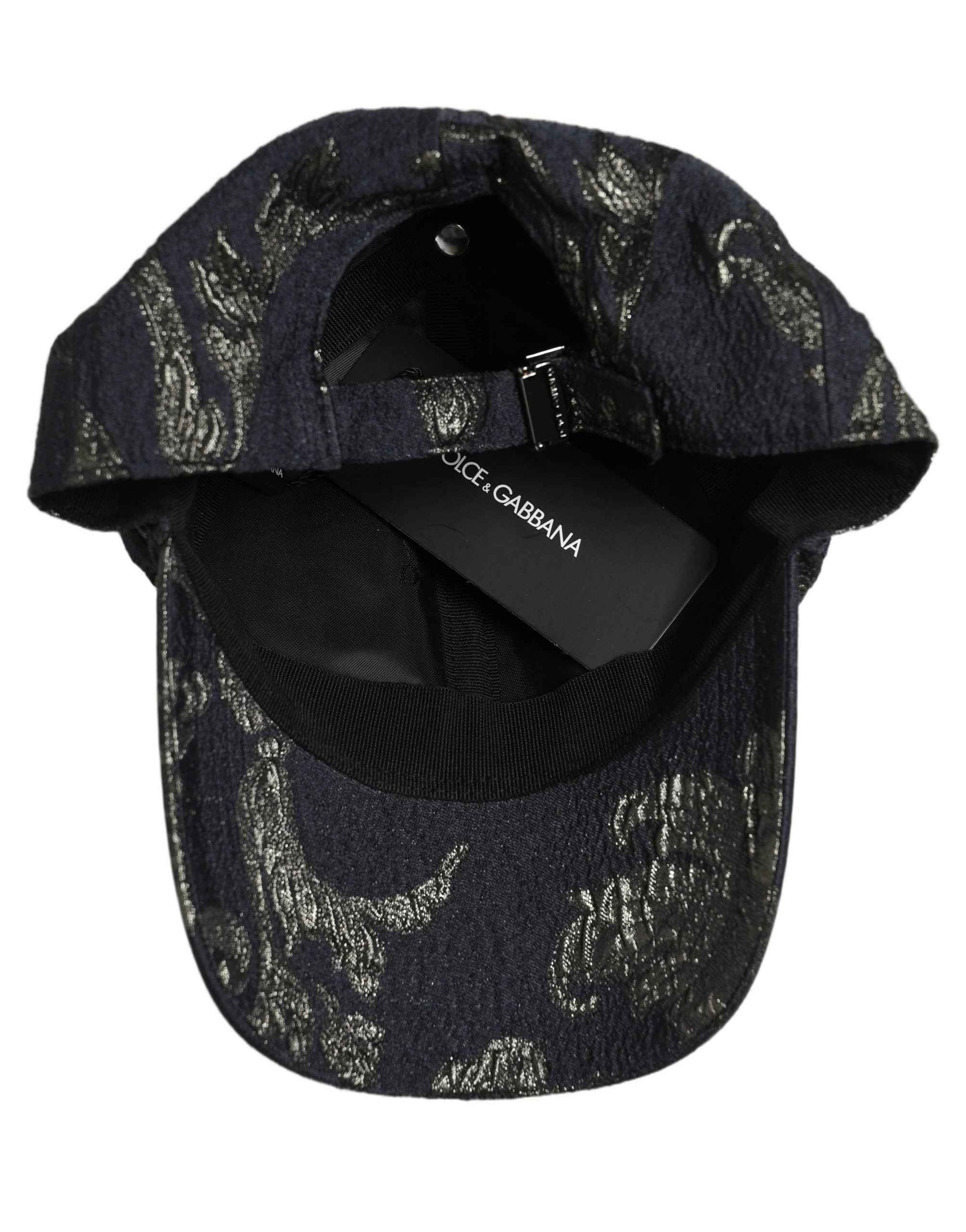 Men Black Floral Barocco Cotton Baseball Cap Hat