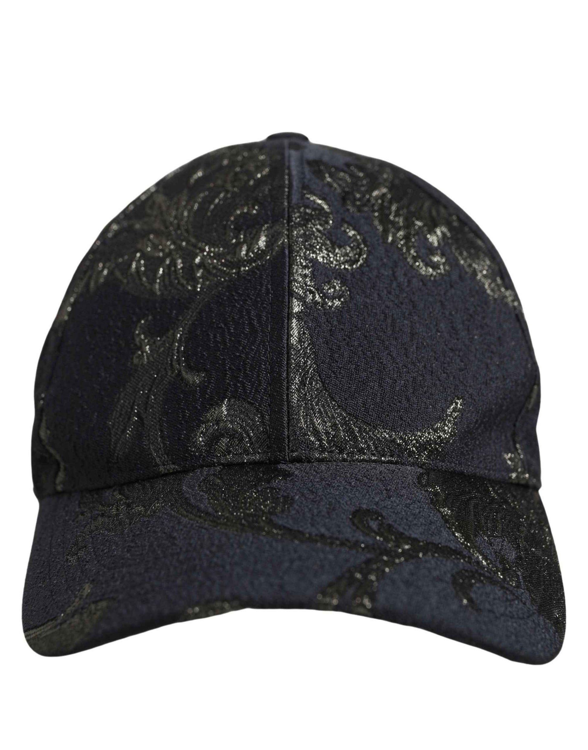 Men Black Floral Barocco Cotton Baseball Cap Hat