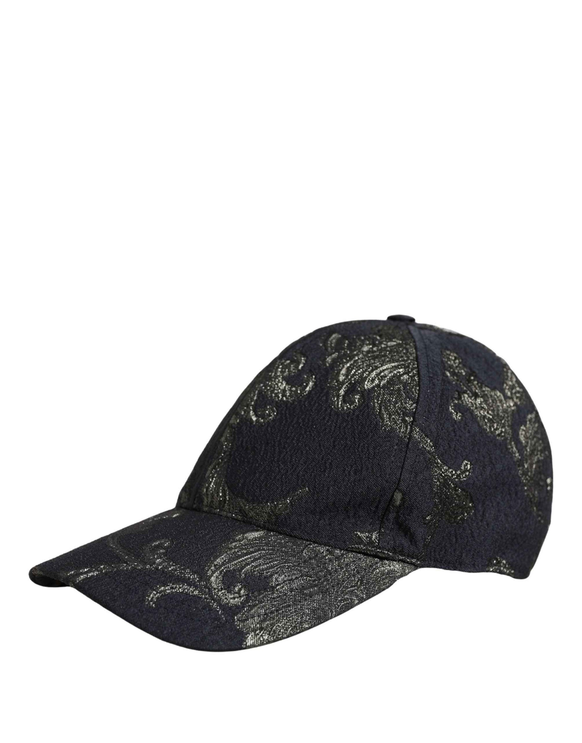 Men Black Floral Barocco Cotton Baseball Cap Hat