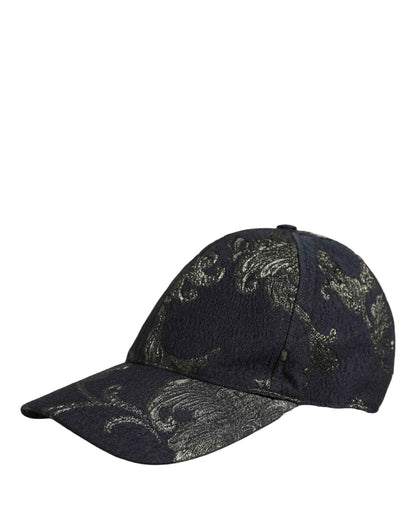 Men Black Floral Barocco Cotton Baseball Cap Hat