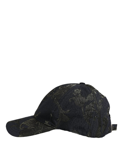 Men Black Floral Barocco Cotton Baseball Cap Hat