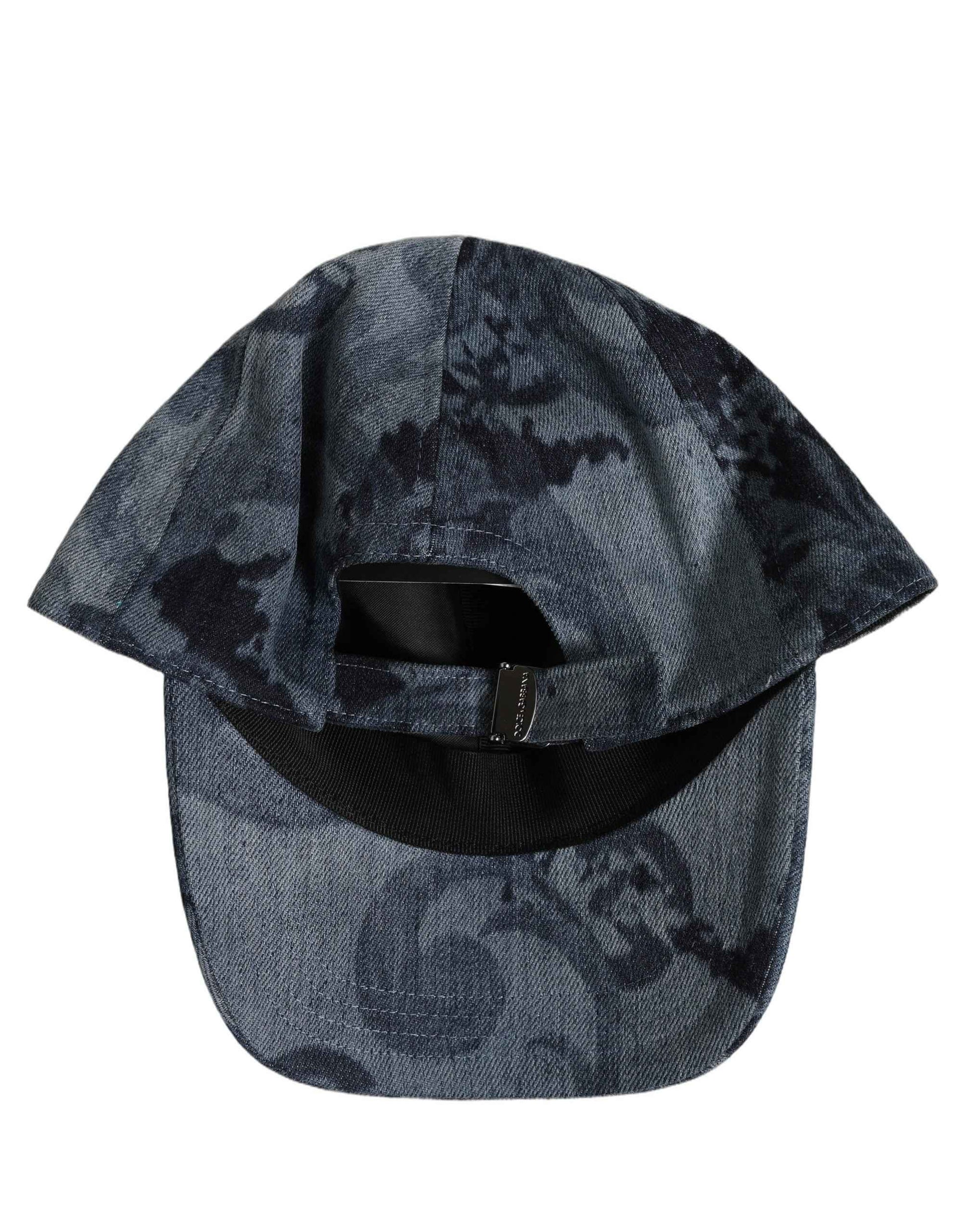 Men Blue All Over Logo Cotton Baseball Cap Hat