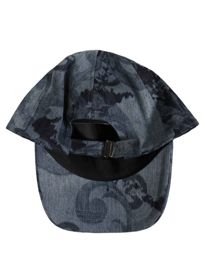 Men Blue All Over Logo Cotton Baseball Cap Hat