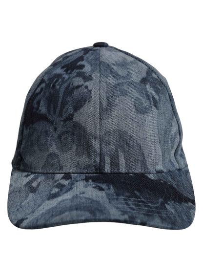 Men Blue All Over Logo Cotton Baseball Cap Hat