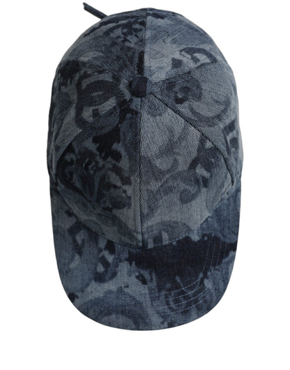 Men Blue All Over Logo Cotton Baseball Cap Hat