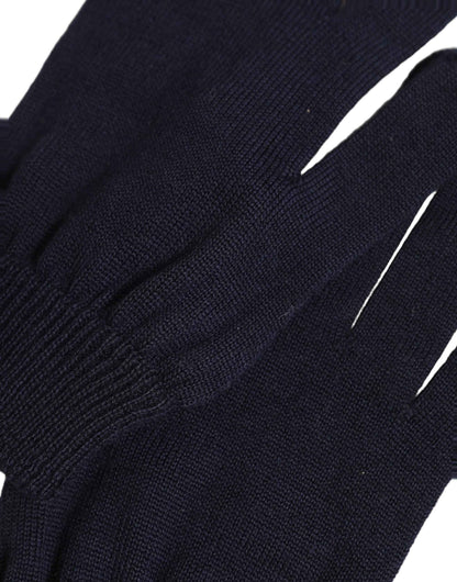 Men Dark Blue Cashmere Knitted Winter Gloves