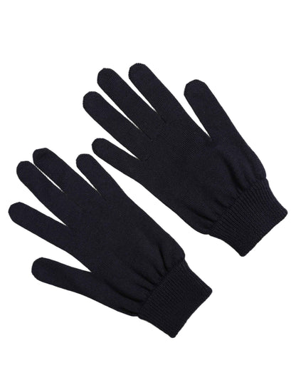 Men Dark Blue Cashmere Knitted Winter Gloves