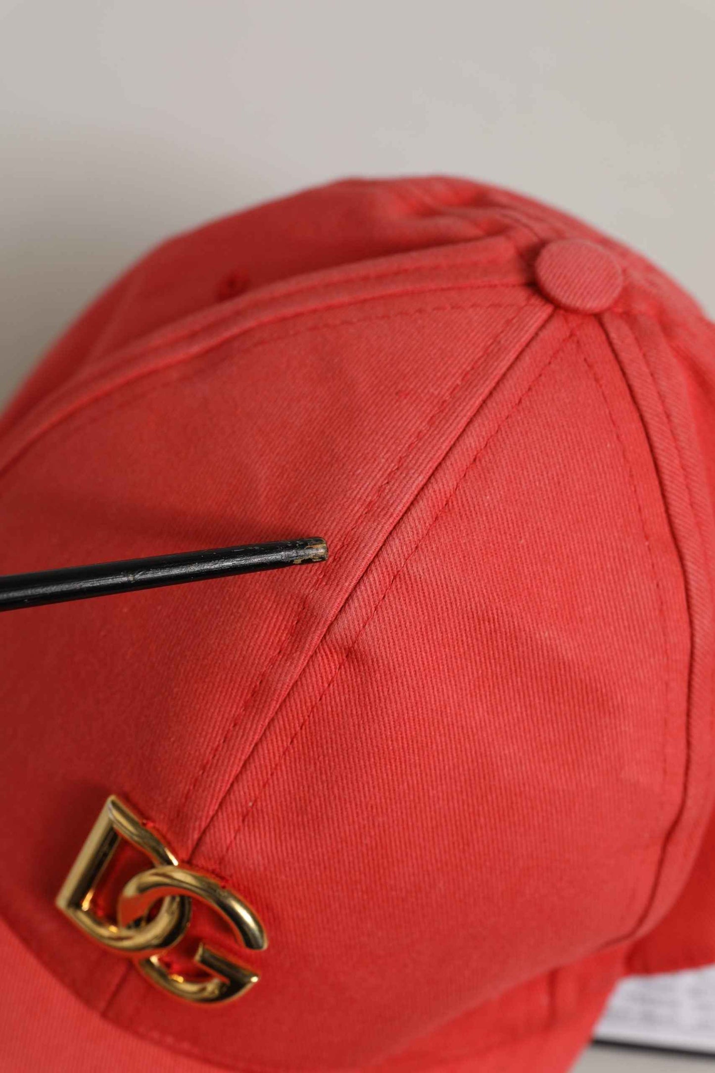 Men Red Cotton DG Logo Plaque Baseball Cap Hat
