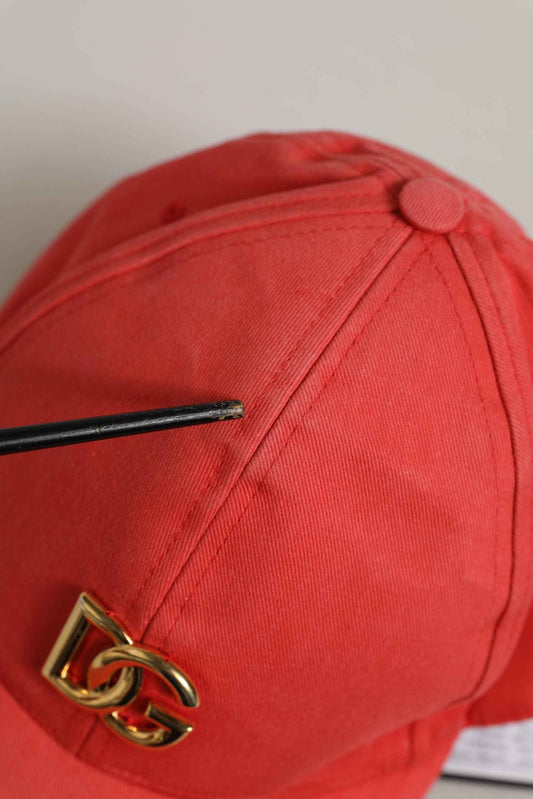 Men Red Cotton DG Logo Plaque Baseball Cap Hat
