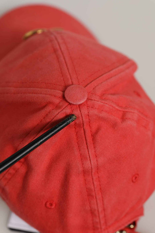 Men Red Cotton DG Logo Plaque Baseball Cap Hat
