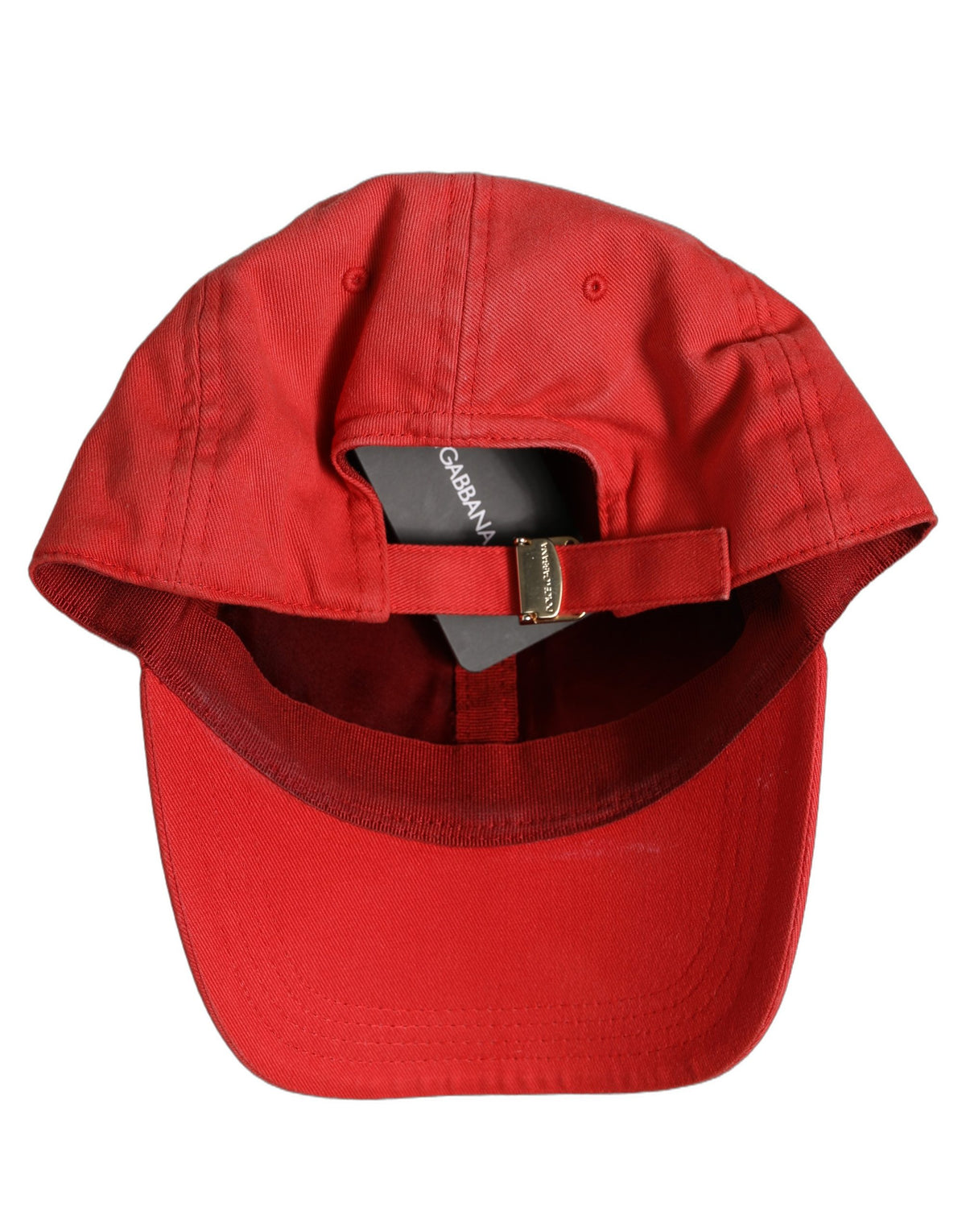 Men Red Cotton DG Logo Plaque Baseball Cap Hat