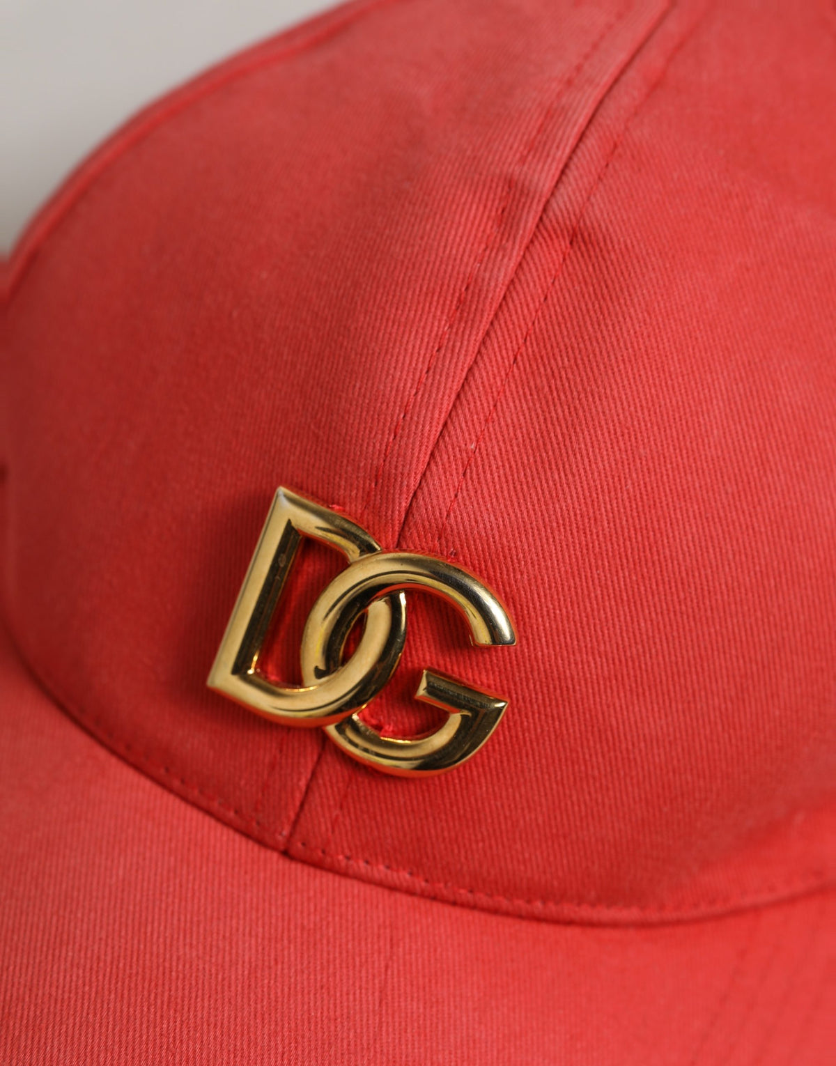 Men Red Cotton DG Logo Plaque Baseball Cap Hat