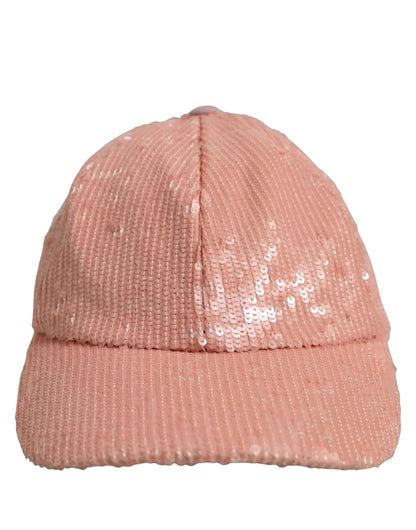 Men Pink Cotton Sequin Baseball Cap 6 Panels Hat