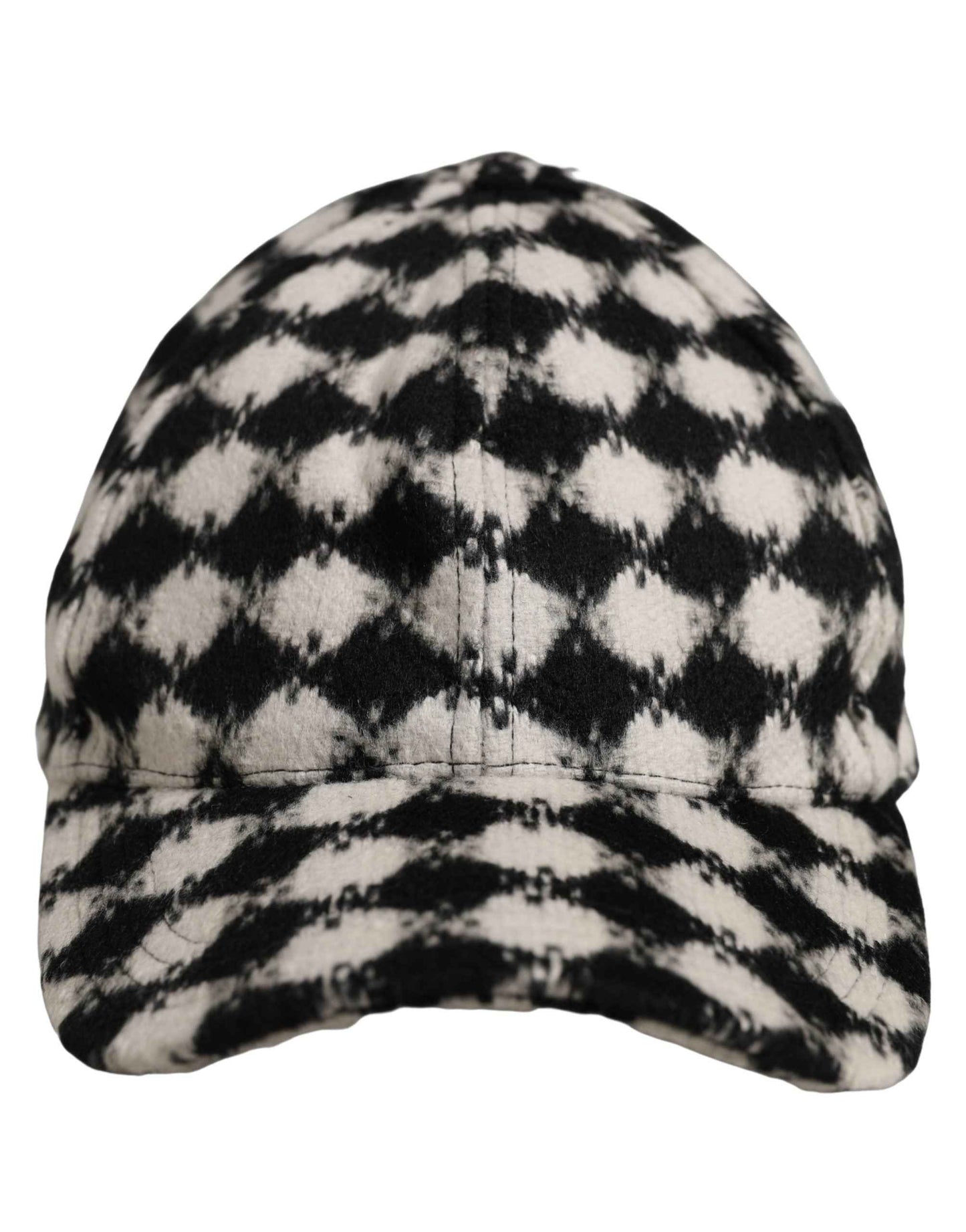 Men Black White Diamond Wool Baseball Cap Hat
