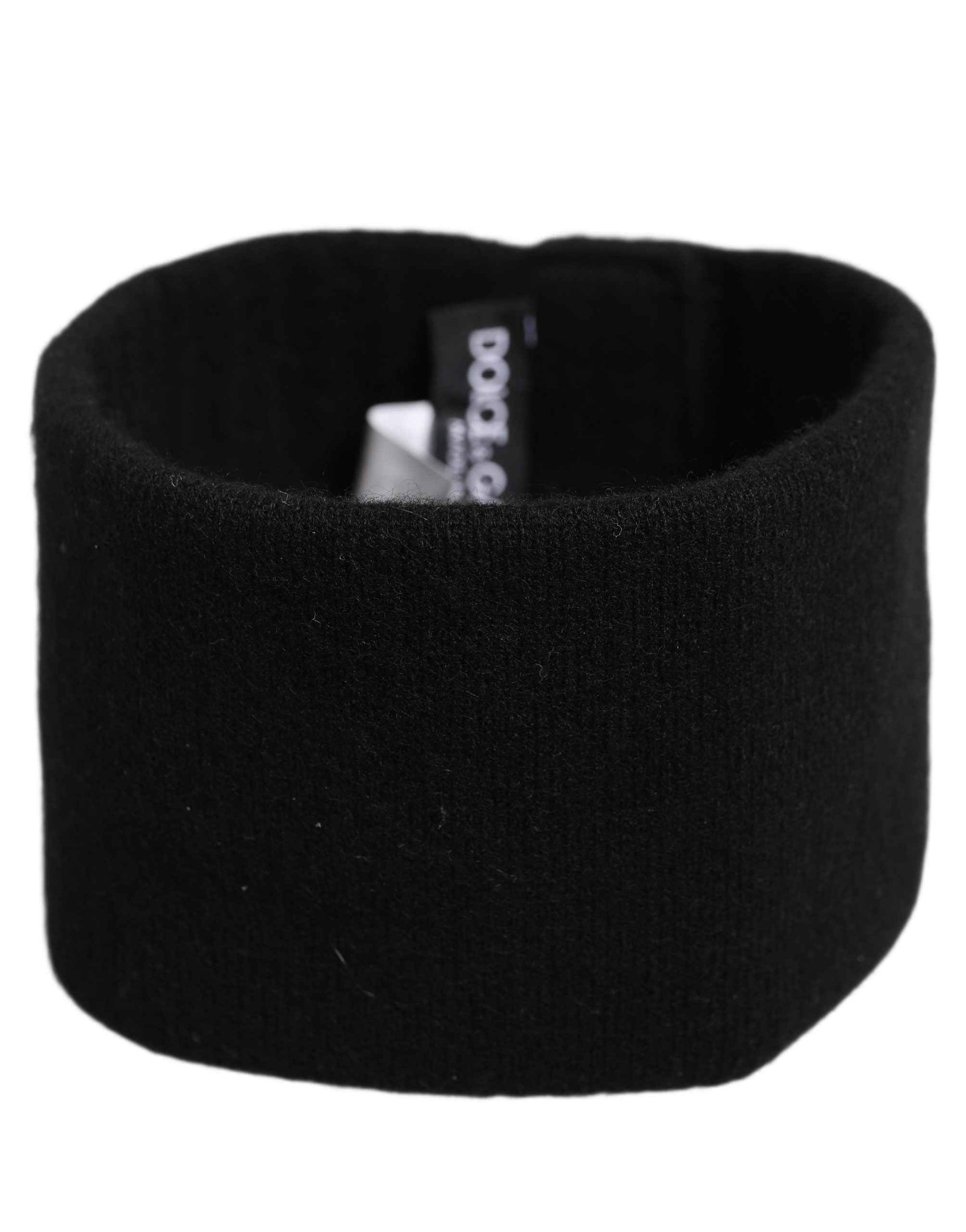 Men Black Cashmere Knitted Logo Head Band One Size