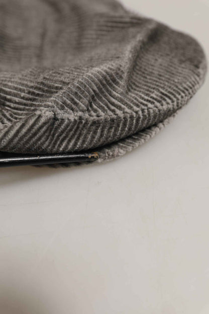 Men Grey Cotton Corduroy Cloth Newsboy Cap Hat