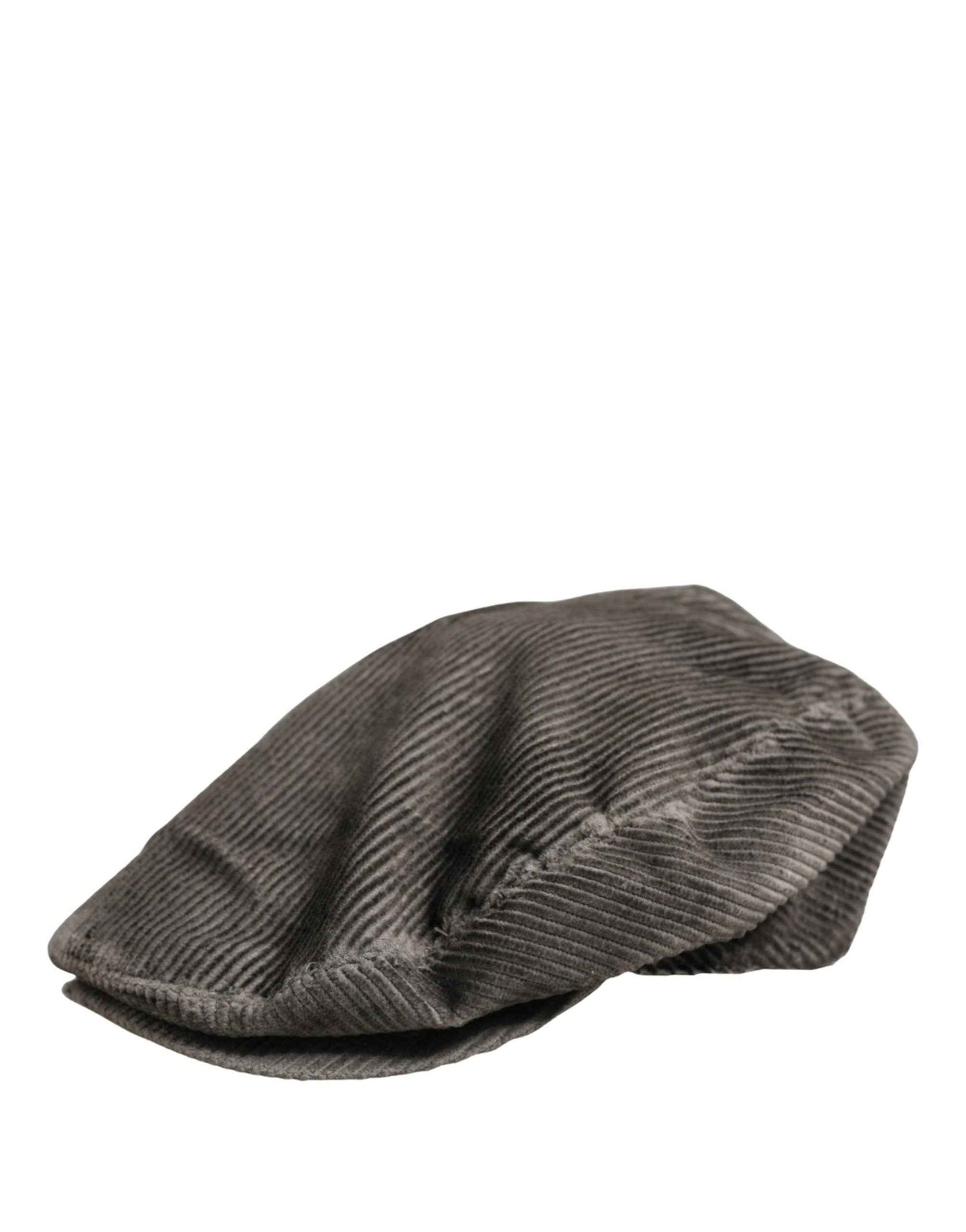 Men Grey Cotton Corduroy Cloth Newsboy Cap Hat
