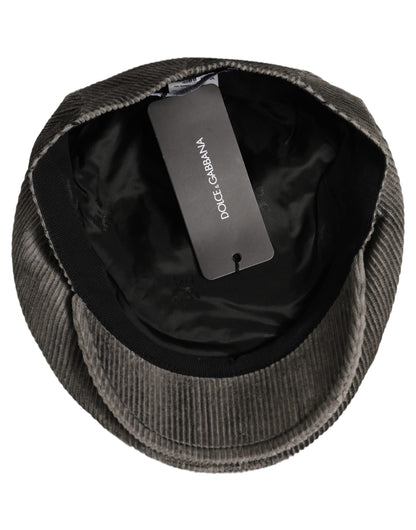 Men Grey Cotton Corduroy Cloth Newsboy Cap Hat