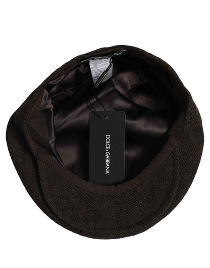 Men Brown Cotton Flat Cloth Newsboy Cap Hat