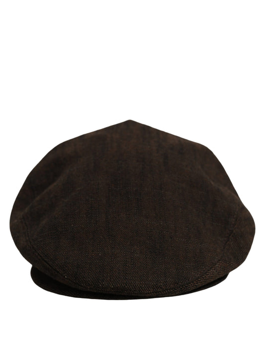 Men Brown Cotton Flat Cloth Newsboy Cap Hat